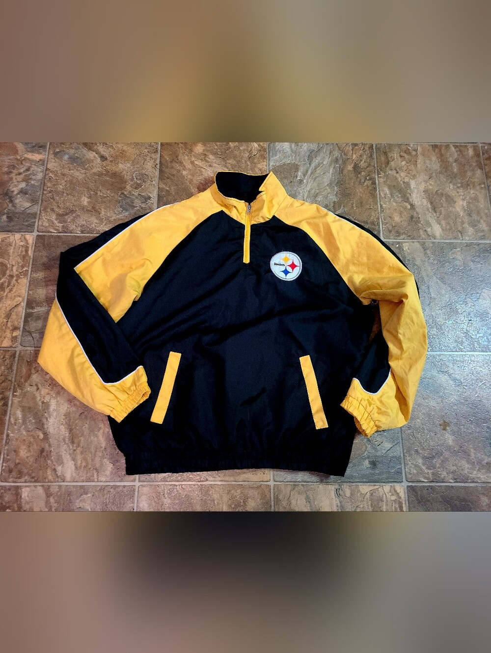 NFL Pittsburgh Steelers Black and Gold Quarter-Zip Windbreaker